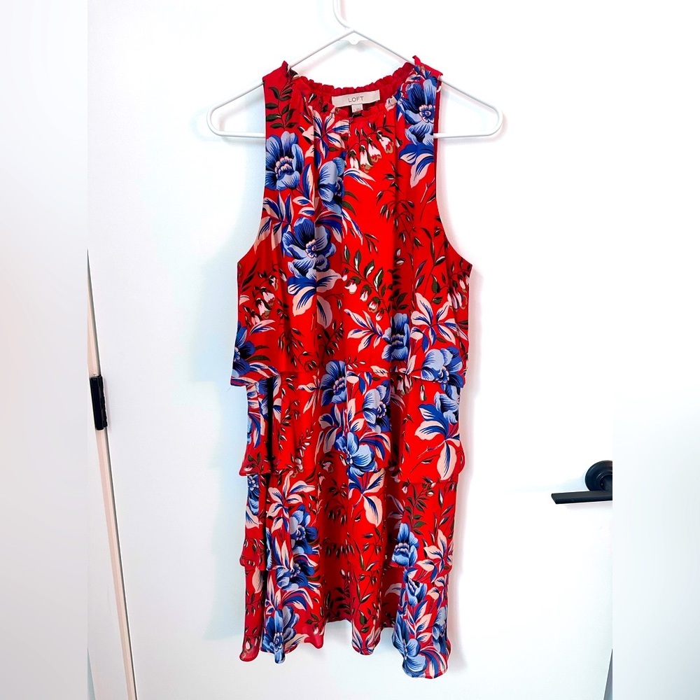 Loft Floral Tiered Swing Dress
